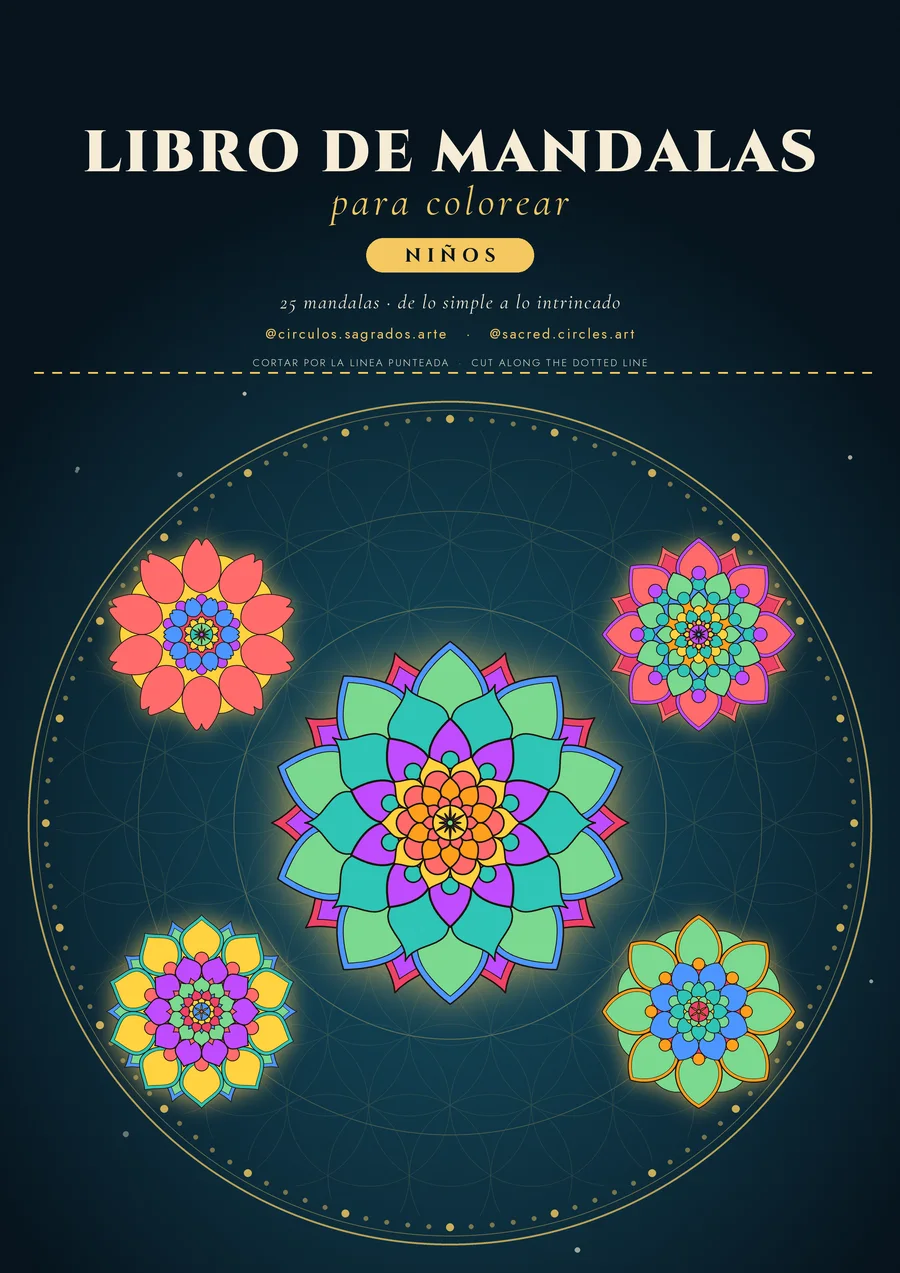 Portada del Libro de Mandalas para colorear, niños